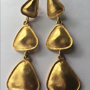 18K Over Brass Dangling Three Tier Earrings